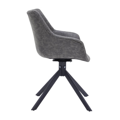 Markley Dining Chair Upholstered in Leather 360-Degree Swivel Armchair - Elax Furniture