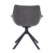 Markley Dining Chair Upholstered in Leather 360-Degree Swivel Armchair - Elax Furniture