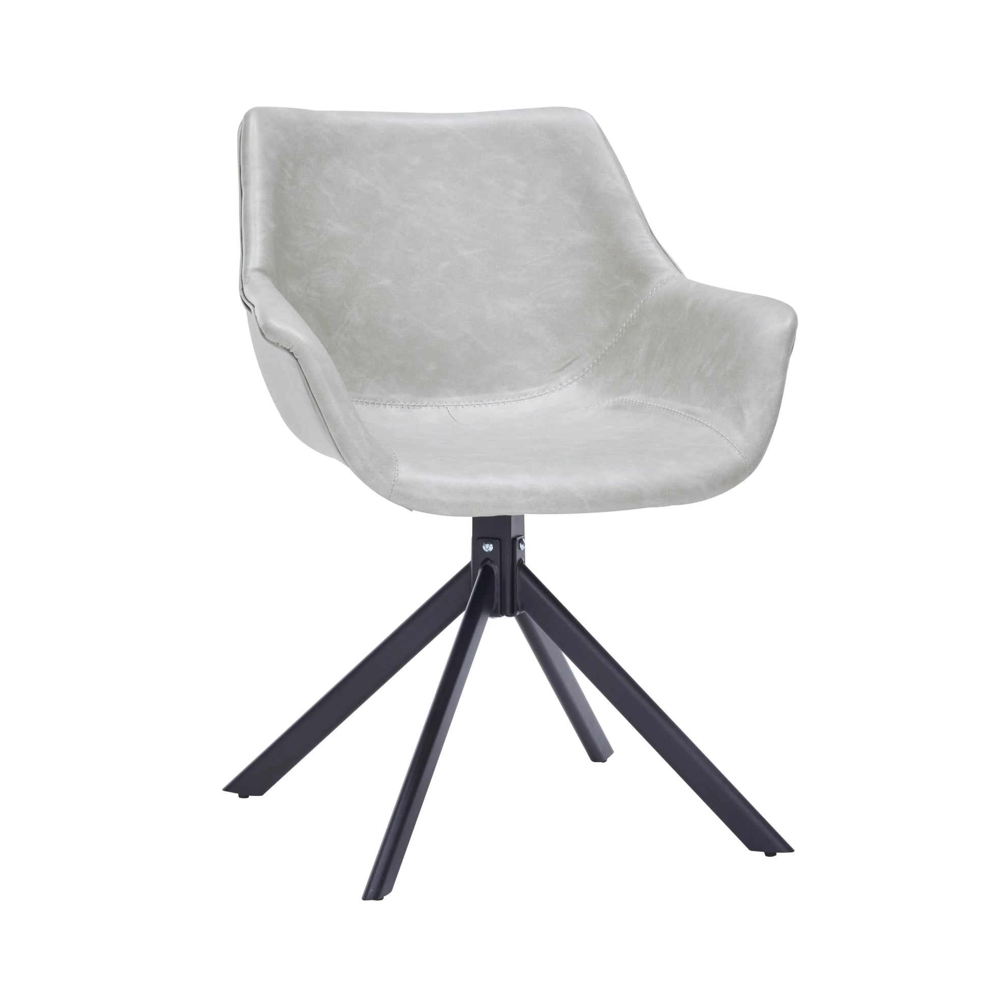 Markley Dining Chair Upholstered in Leather 360-Degree Swivel Armchair - Elax Furniture