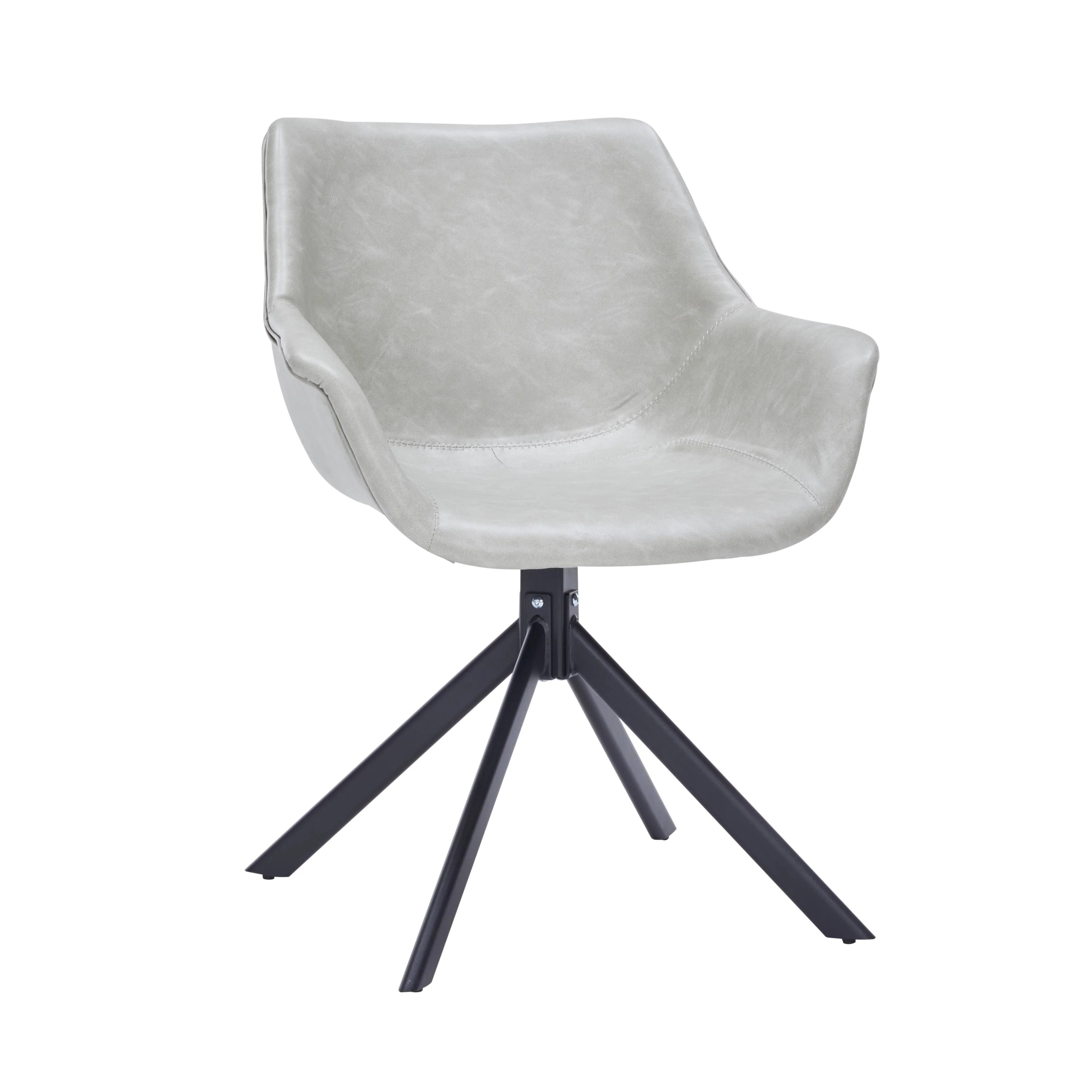 Markley Dining Chair Upholstered in Leather 360-Degree Swivel Armchair - Elax Furniture