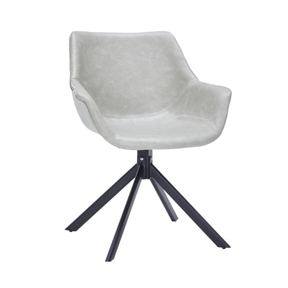 Markley Dining Chair Upholstered in Leather 360-Degree Swivel Armchair - Elax Furniture