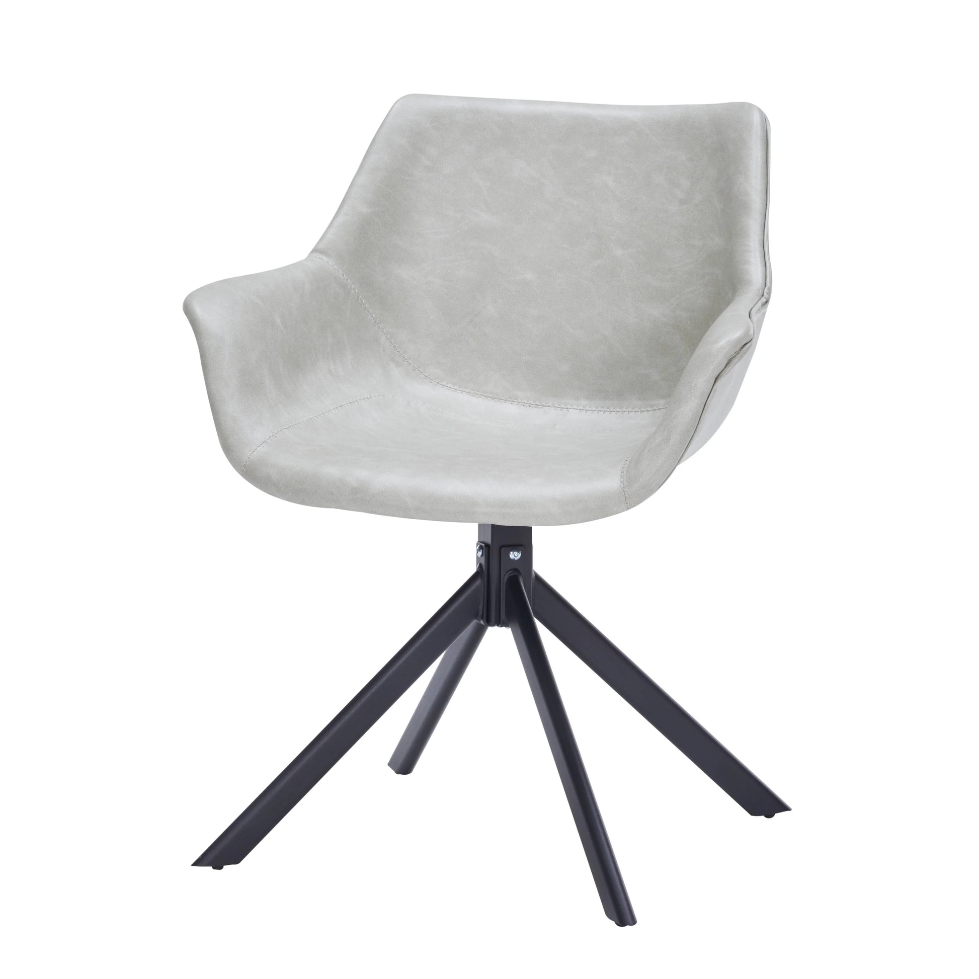 Markley Dining Chair Upholstered in Leather 360-Degree Swivel Armchair - Elax Furniture