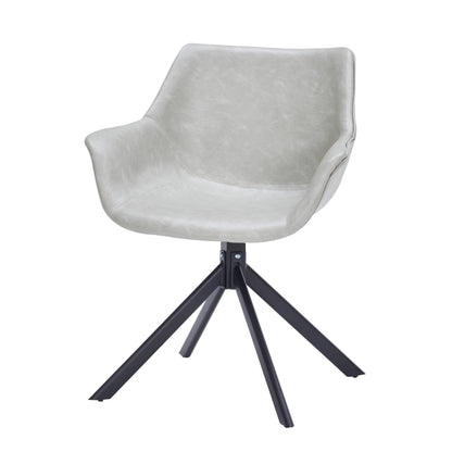 Markley Dining Chair Upholstered in Leather 360-Degree Swivel Armchair - Elax Furniture