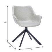 Markley Dining Chair Upholstered in Leather 360-Degree Swivel Armchair - Elax Furniture