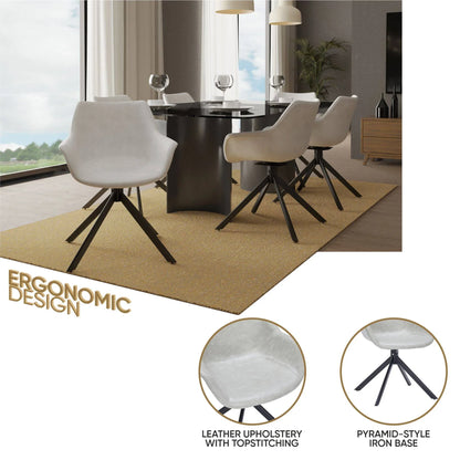 Markley Dining Chair Upholstered in Leather 360-Degree Swivel Armchair - Elax Furniture