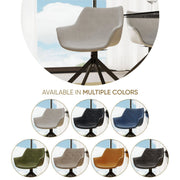 Markley Dining Chair Upholstered in Leather 360-Degree Swivel Armchair - Elax Furniture