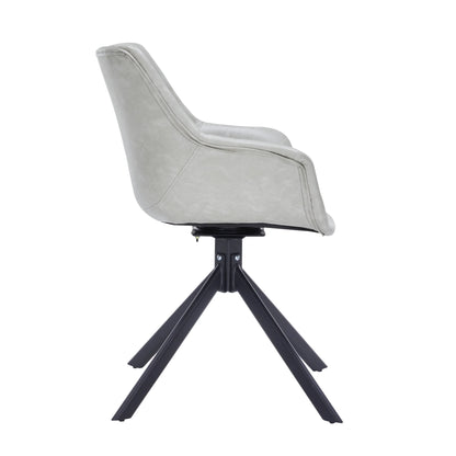Markley Dining Chair Upholstered in Leather 360-Degree Swivel Armchair - Elax Furniture
