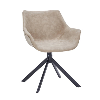 Markley Dining Chair Upholstered in Leather 360-Degree Swivel Armchair - Elax Furniture