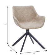Markley Dining Chair Upholstered in Leather 360-Degree Swivel Armchair - Elax Furniture