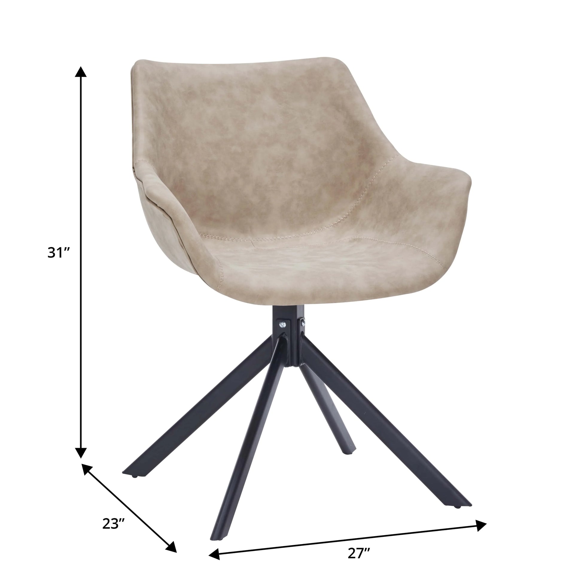 Markley Dining Chair Upholstered in Leather 360-Degree Swivel Armchair - Elax Furniture