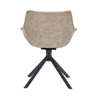 Markley Dining Chair Upholstered in Leather 360-Degree Swivel Armchair - Elax Furniture