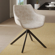 Markley Dining Chair Upholstered in Leather 360-Degree Swivel Armchair - Elax Furniture