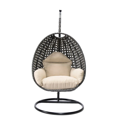 Charcoal Wicker Hanging Single Egg Swing Chair With Cushions - Elax Furniture