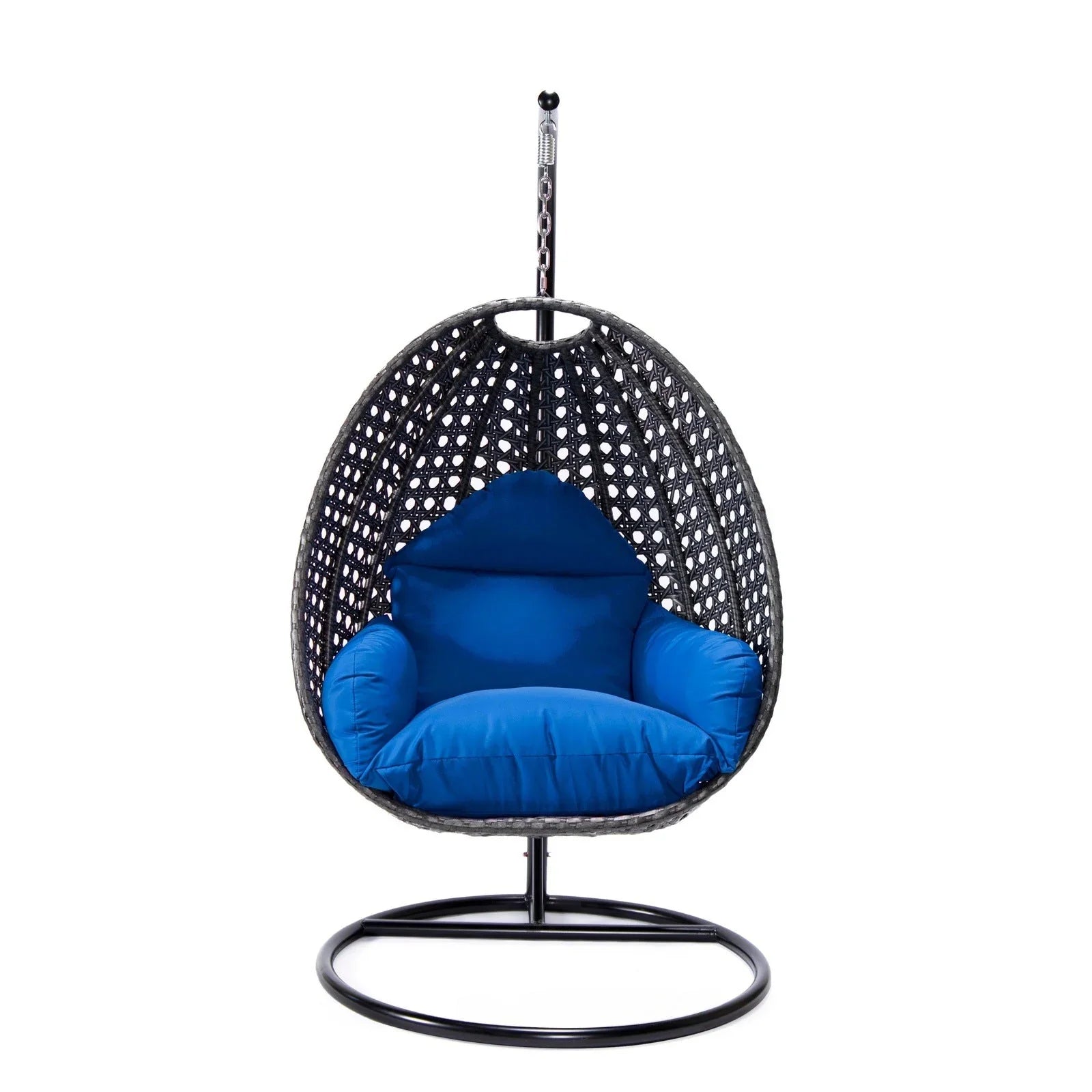 Charcoal Wicker Hanging Single Egg Swing Chair With Cushions - Elax Furniture