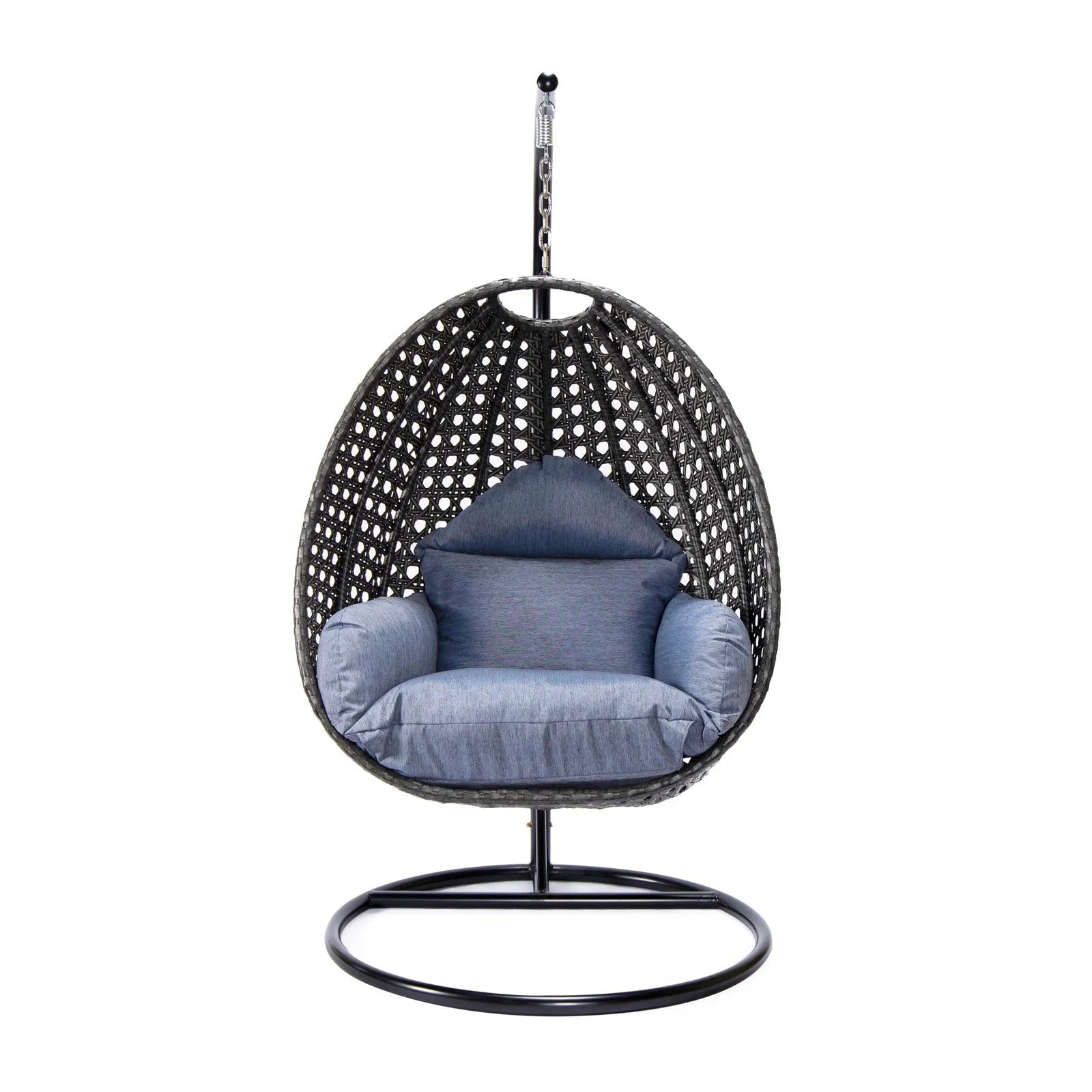 Charcoal Wicker Hanging Single Egg Swing Chair With Cushions - Elax Furniture