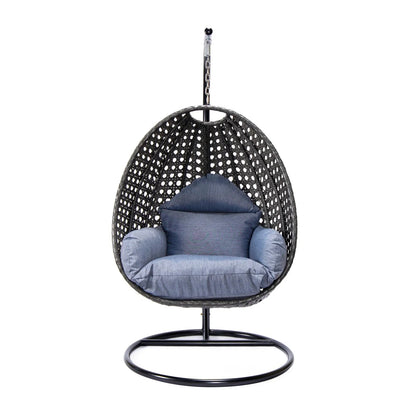 Charcoal Wicker Hanging Single Egg Swing Chair With Cushions - Elax Furniture