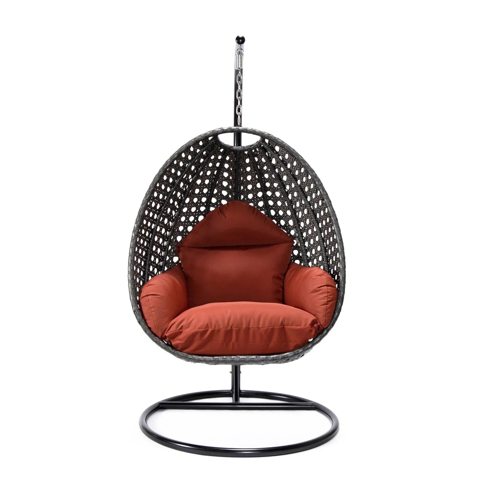 Charcoal Wicker Hanging Single Egg Swing Chair With Cushions - Elax Furniture
