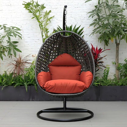 Charcoal Wicker Hanging Single Egg Swing Chair With Cushions - Elax Furniture