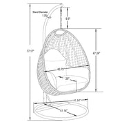 Charcoal Wicker Hanging Single Egg Swing Chair With Cushions - Elax Furniture
