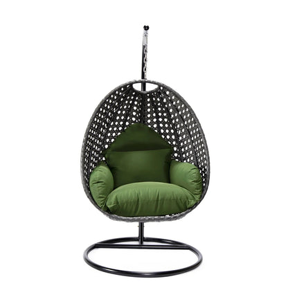 Charcoal Wicker Hanging Single Egg Swing Chair With Cushions - Elax Furniture