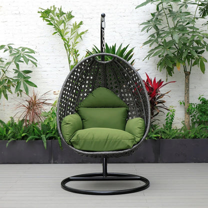 Charcoal Wicker Hanging Single Egg Swing Chair With Cushions - Elax Furniture