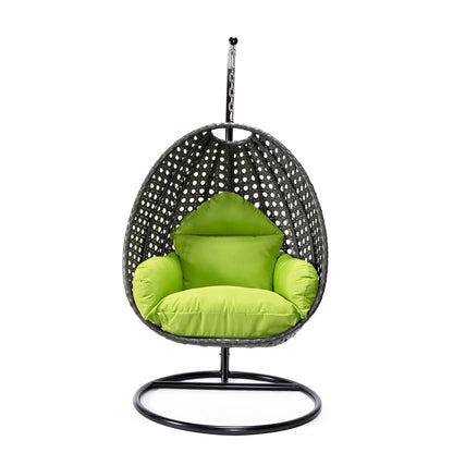 Charcoal Wicker Hanging Single Egg Swing Chair With Cushions - Elax Furniture