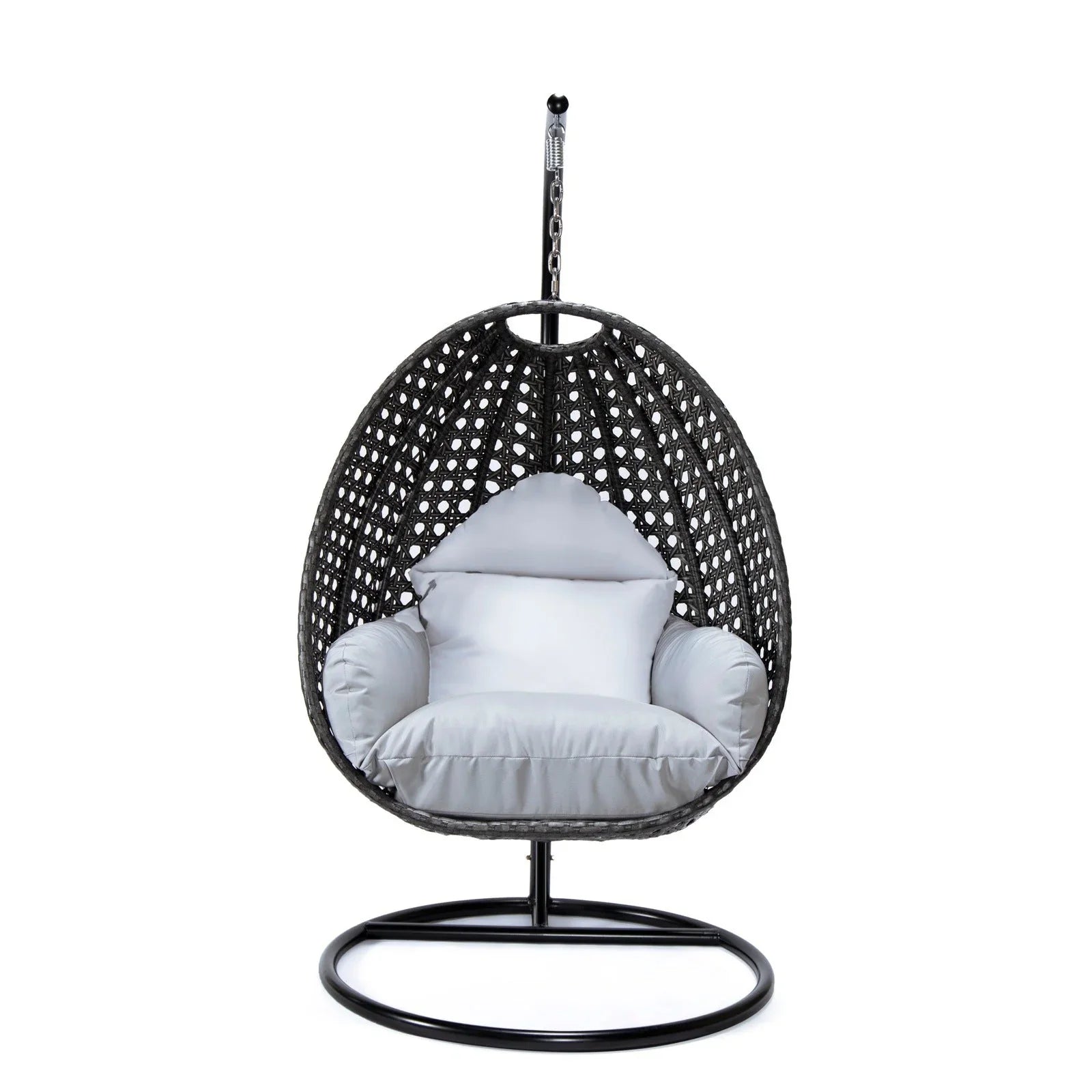 Charcoal Wicker Hanging Single Egg Swing Chair With Cushions - Elax Furniture