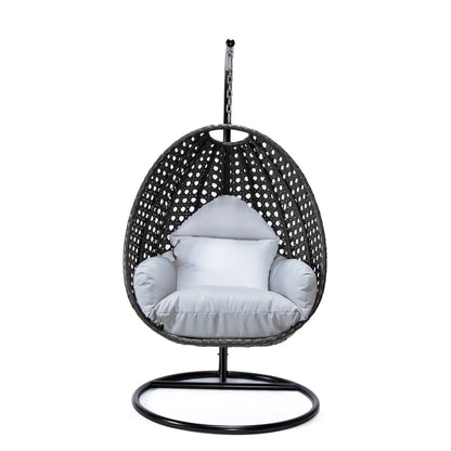 Charcoal Wicker Hanging Single Egg Swing Chair With Cushions - Elax Furniture