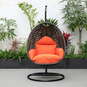 Charcoal Wicker Hanging Single Egg Swing Chair With Cushions - Elax Furniture