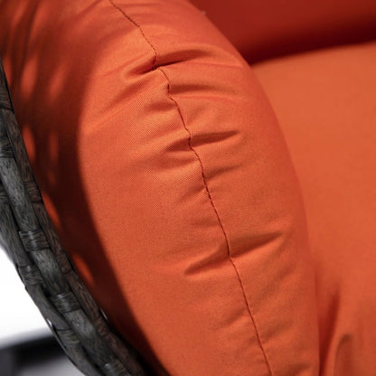 Charcoal Wicker Hanging Single Egg Swing Chair With Cushions - Elax Furniture