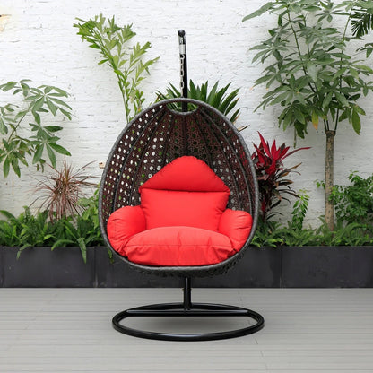Charcoal Wicker Hanging Single Egg Swing Chair With Cushions - Elax Furniture