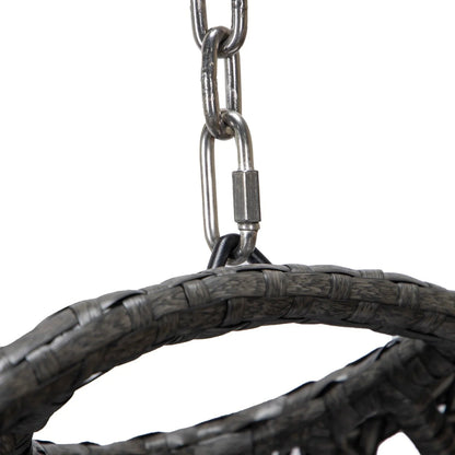 Charcoal Wicker Hanging Single Egg Swing Chair With Cushions - Elax Furniture