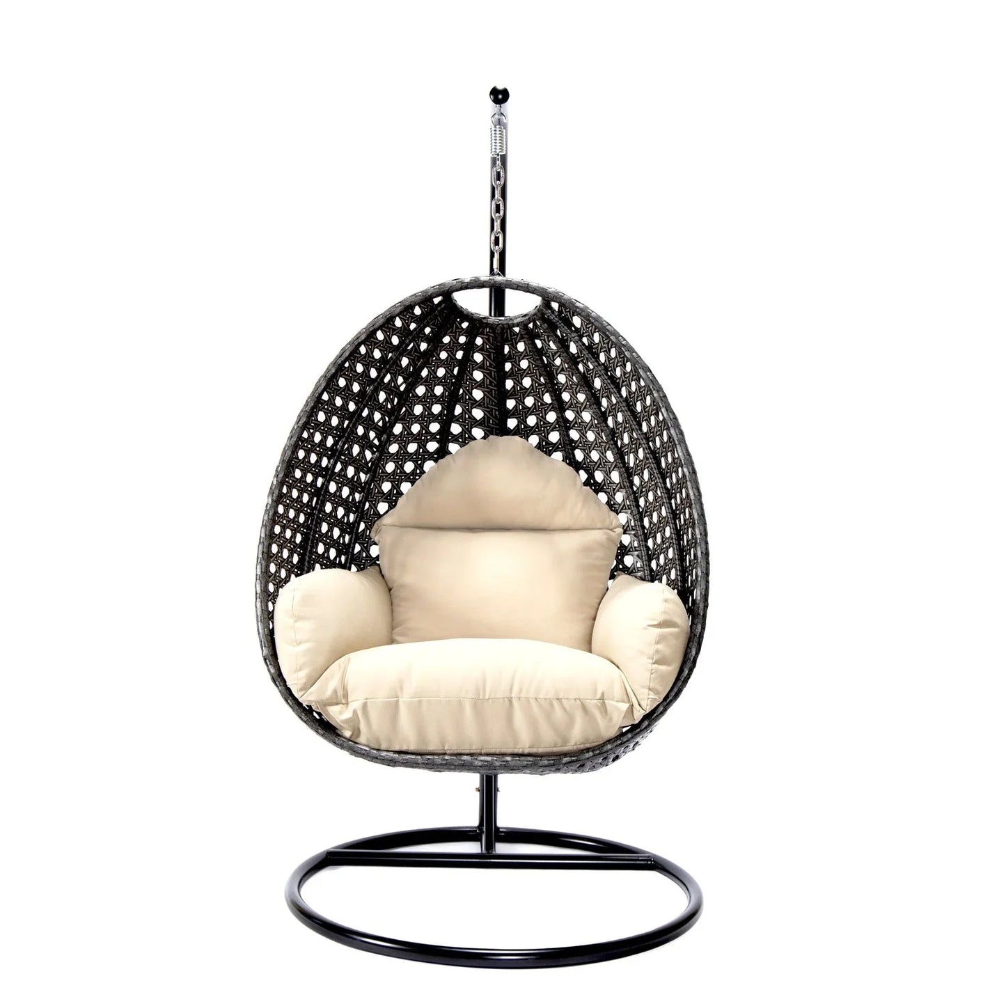 Charcoal Wicker Hanging Single Egg Swing Chair With Cushions - Elax Furniture