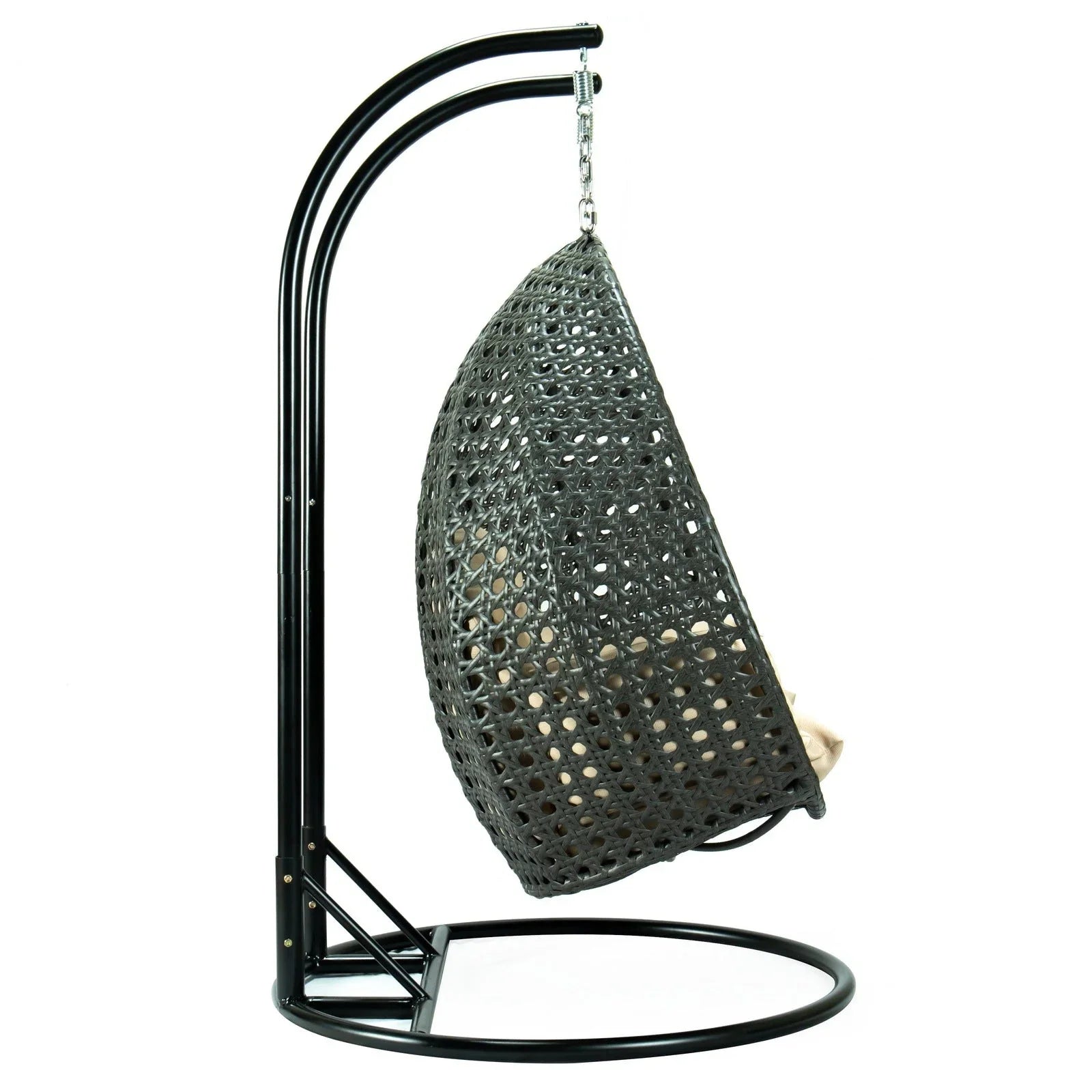 Modern Charcoal Wicker Hanging Double Seater Egg Swing Chair - Elax Furniture