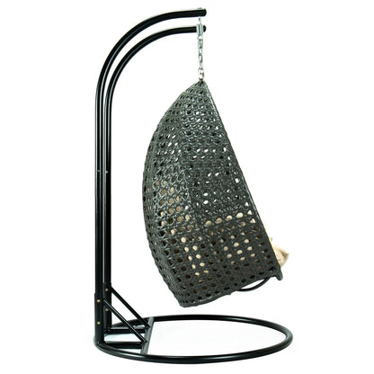 Modern Charcoal Wicker Hanging Double Seater Egg Swing Chair - Elax Furniture