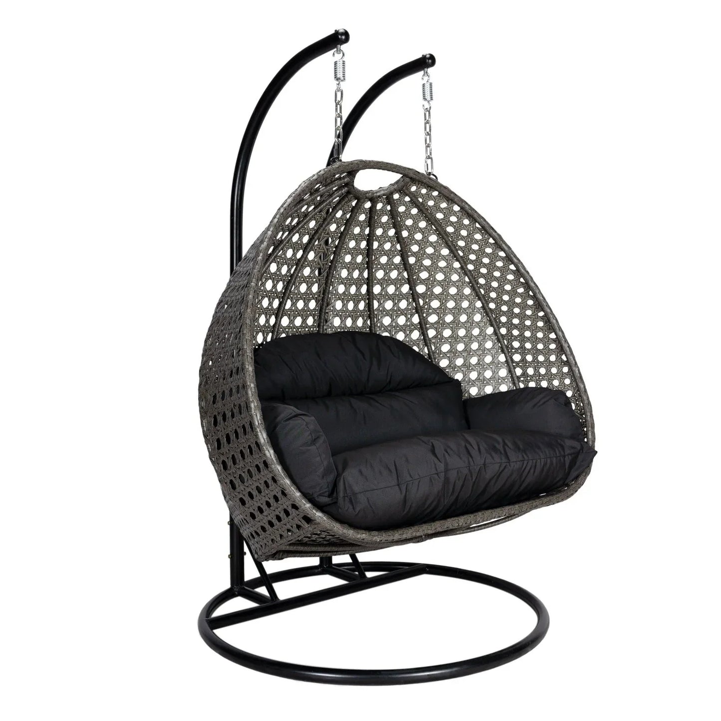 Modern Charcoal Wicker Hanging Double Seater Egg Swing Chair - Elax Furniture