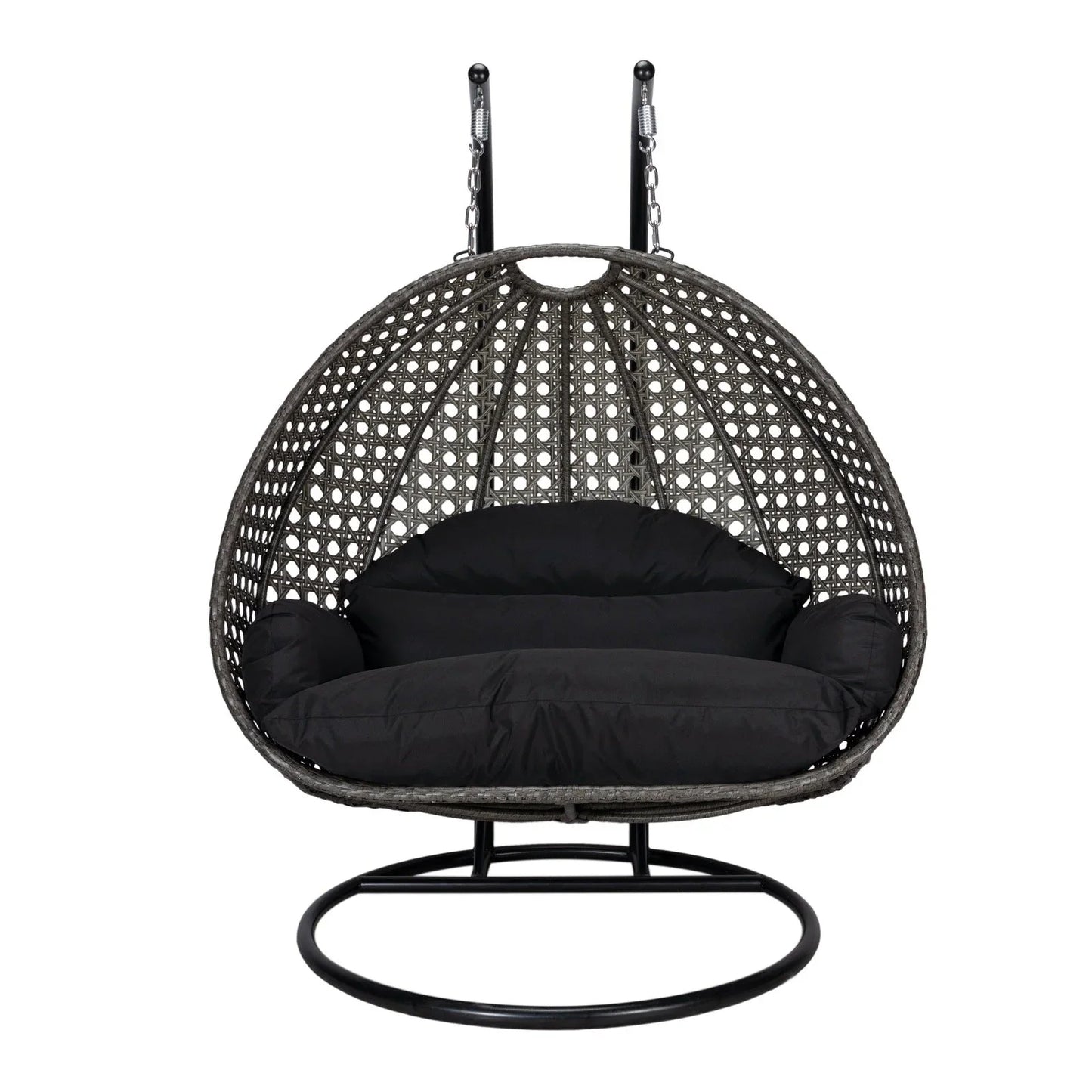Modern Charcoal Wicker Hanging Double Seater Egg Swing Chair - Elax Furniture