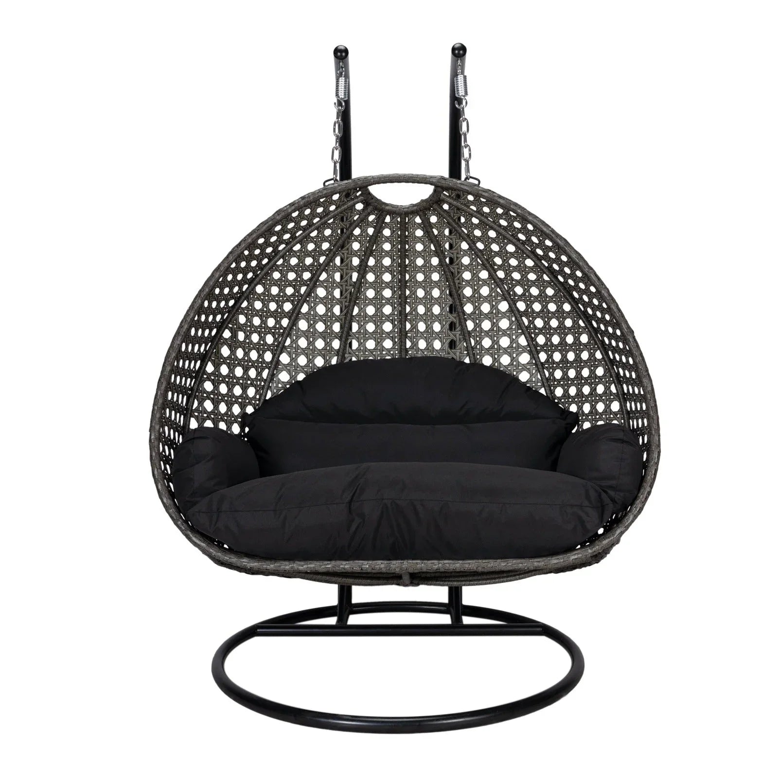 Modern Charcoal Wicker Hanging Double Seater Egg Swing Chair - Elax Furniture