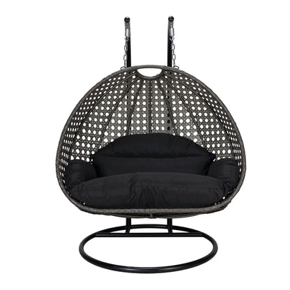 Modern Charcoal Wicker Hanging Double Seater Egg Swing Chair - Elax Furniture