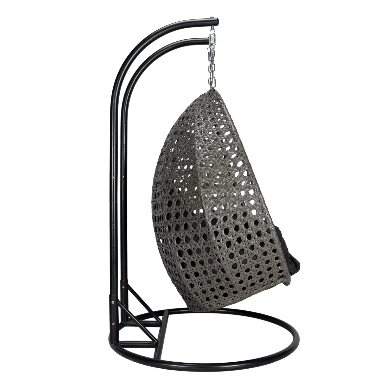 Modern Charcoal Wicker Hanging Double Seater Egg Swing Chair - Elax Furniture