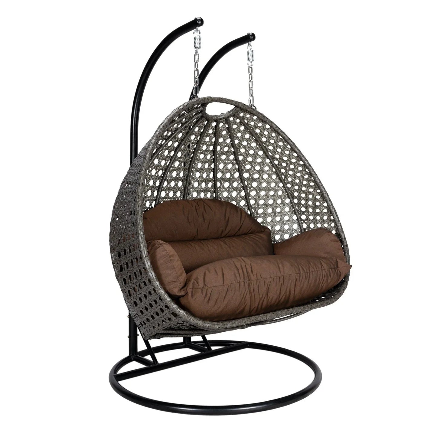 Modern Charcoal Wicker Hanging Double Seater Egg Swing Chair - Elax Furniture