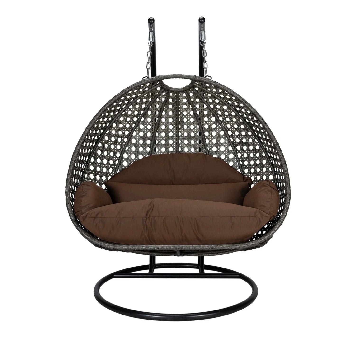 Modern Charcoal Wicker Hanging Double Seater Egg Swing Chair - Elax Furniture
