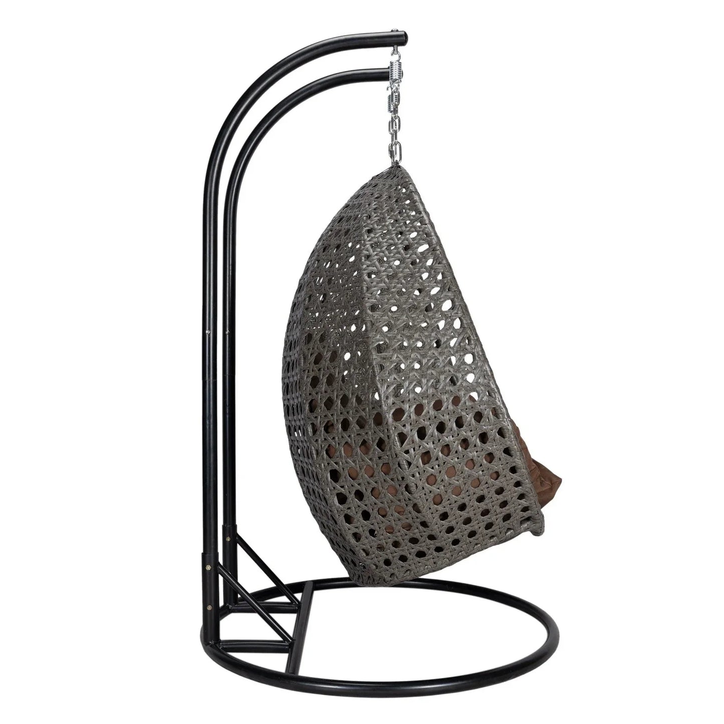 Modern Charcoal Wicker Hanging Double Seater Egg Swing Chair - Elax Furniture