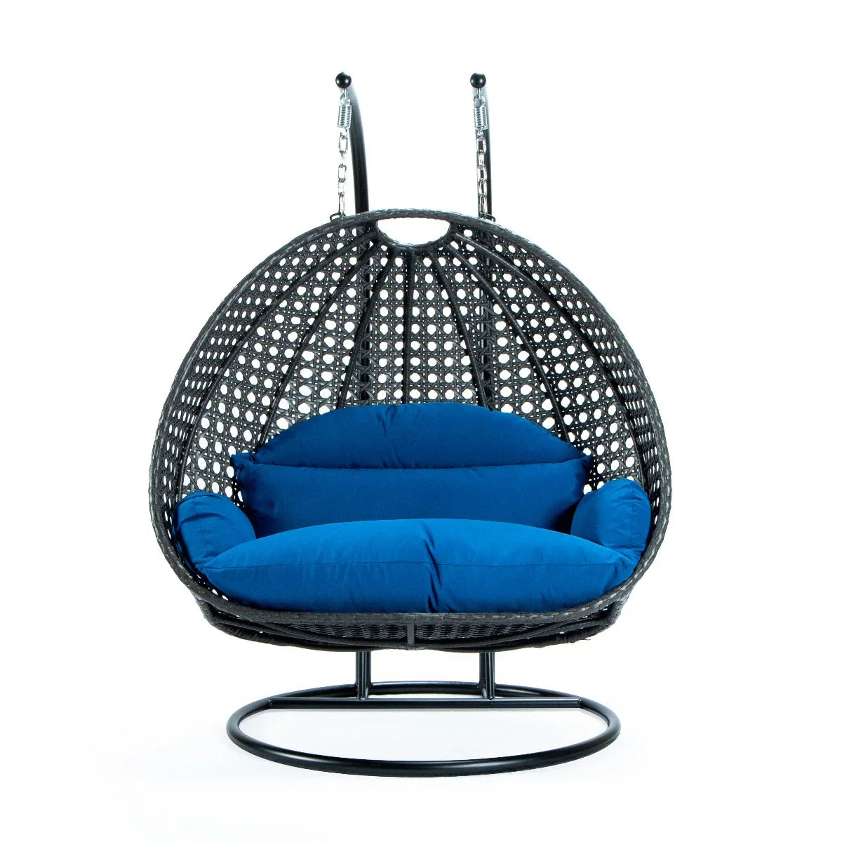 Modern Charcoal Wicker Hanging Double Seater Egg Swing Chair - Elax Furniture