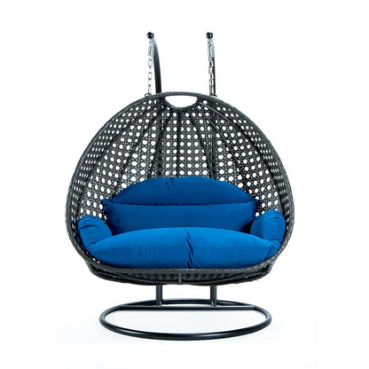 Modern Charcoal Wicker Hanging Double Seater Egg Swing Chair - Elax Furniture
