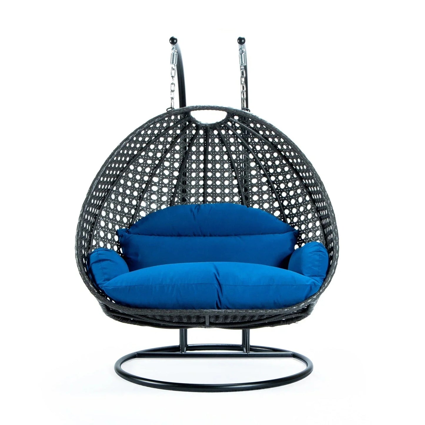 Modern Charcoal Wicker Hanging Double Seater Egg Swing Chair - Elax Furniture