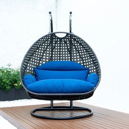 Modern Charcoal Wicker Hanging Double Seater Egg Swing Chair - Elax Furniture