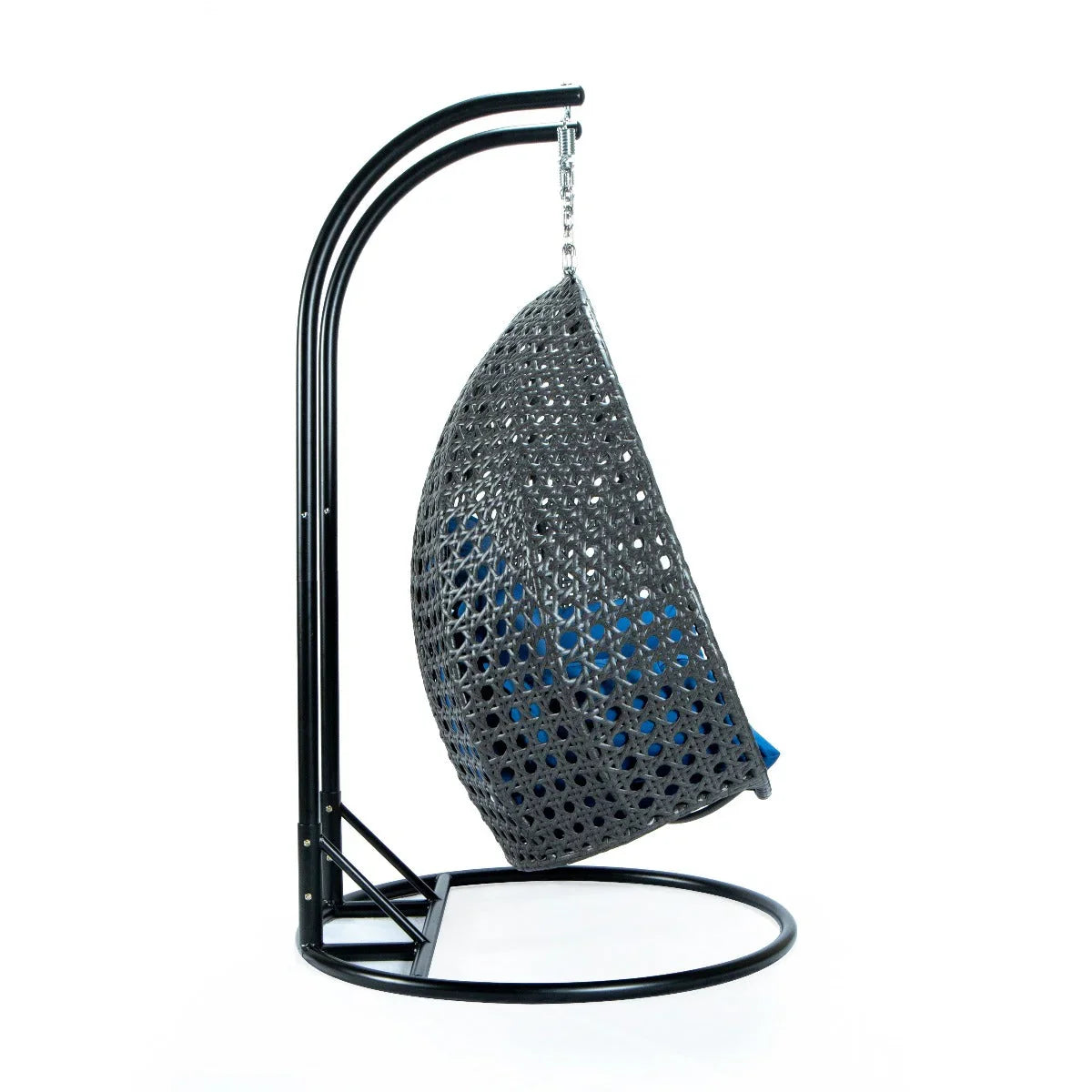 Modern Charcoal Wicker Hanging Double Seater Egg Swing Chair - Elax Furniture