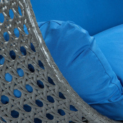 Modern Charcoal Wicker Hanging Double Seater Egg Swing Chair - Elax Furniture