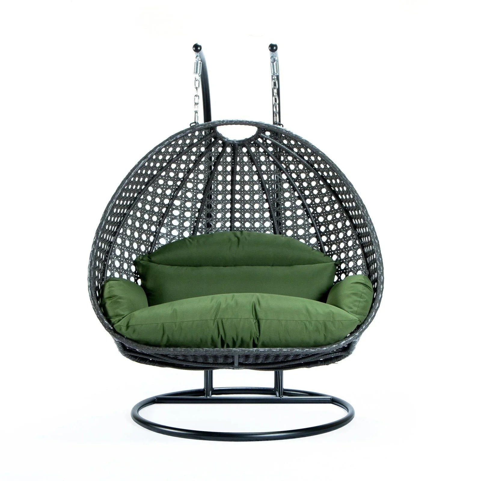 Modern Charcoal Wicker Hanging Double Seater Egg Swing Chair - Elax Furniture